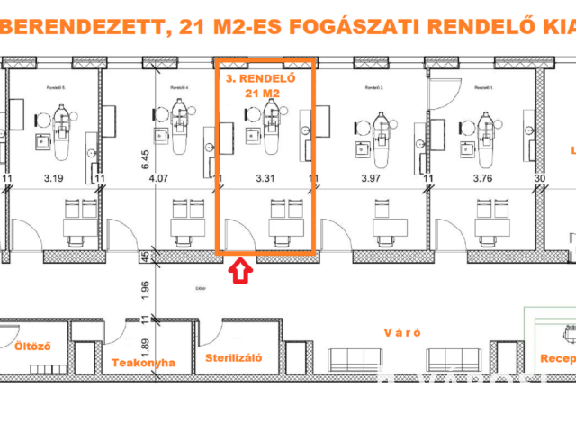 Felszerelt, berendezett, 21 m2-es fogászati rendelő Újbudán